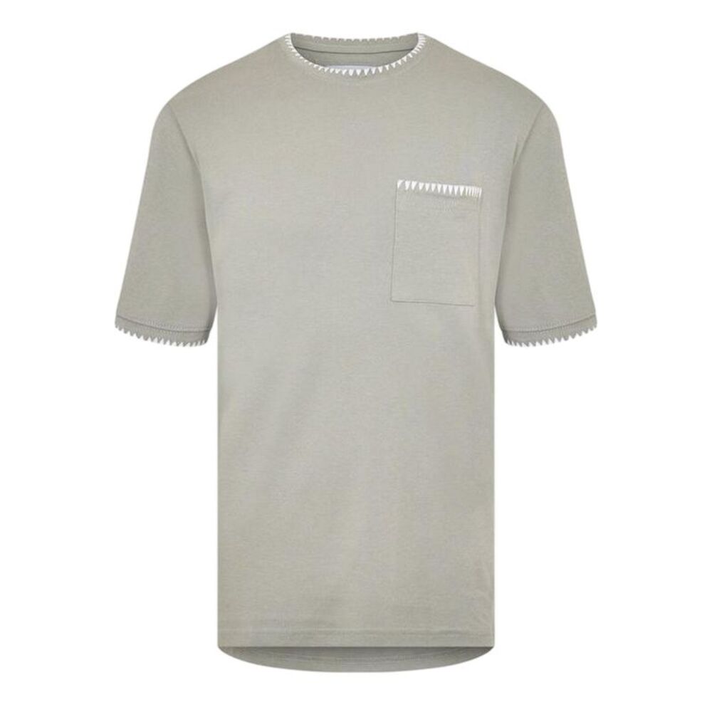 Threadbare Mens Perth Knitted T-Shirt / Sage/Ecru